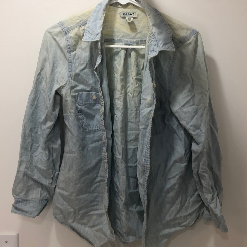 Distressed denim top